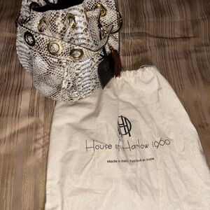 House of Harlow 1960 Python Print Bag with Gold Rings